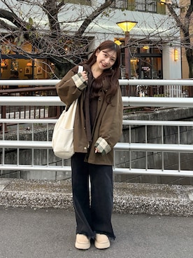 「アイテム（パーカー）」を使った、amiさん（レディース・148cm）の秋コーディネート