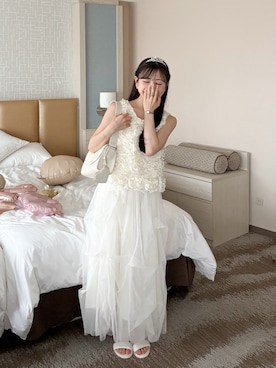 「アイテム（ワンピース/ドレス、ホワイト系）」を使った、amiさん（レディース・148cm）の夏コーディネート