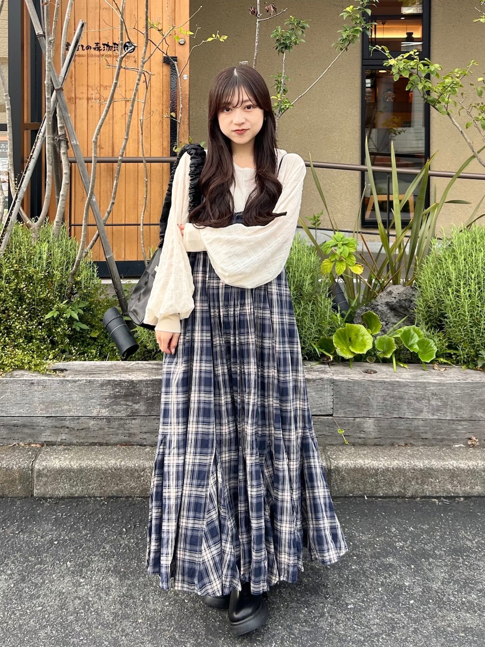 hinari チェックキャミワンピース　Sサイズ hinari コットンボリュームキャミワンピース チェック Sサイズ