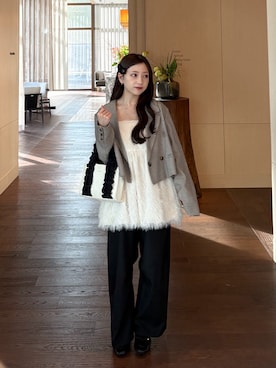 「アイテム（スラックス）」を使った、amiさん（レディース・148cm）の秋コーディネート