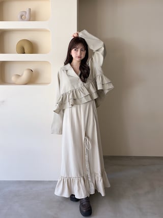 「umm.clair(ウムクレール)のFrill short jacket(その他アウター)」を使った、amiさん(レディース・148cm)の秋コーディネート