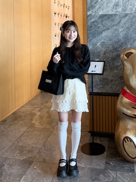 「アイテム（サンダル）」を使った、amiさん（レディース・148cm）の冬コーディネート