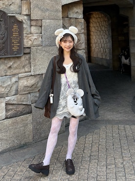 「アイテム（タイツ/ストッキング）」を使った、amiさん（レディース・148cm）の秋コーディネート
