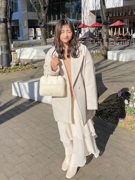 「ロンクスカート」｜「アイテム（ジャケット/アウター）」を使った、amiさん（レディース・148cm）の冬コーディネート