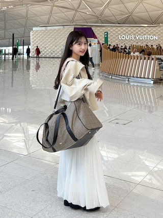 「mystic（ミスティック）のスタンドカラーショートトレンチ（トレンチコート）」を使った、amiさん（レディース・148cm）の春コーディネート