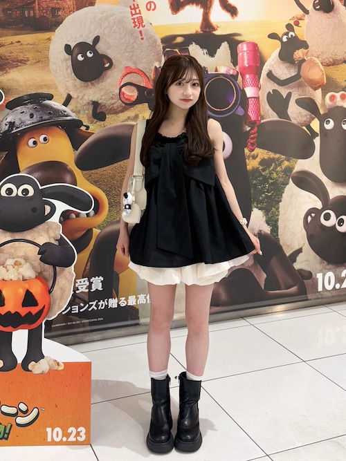 「mystic（ミスティック）のボリュームソールサイドゴアブーツ（ブーツ）」を使った、amiさん（レディース・148cm）の夏コーディネート