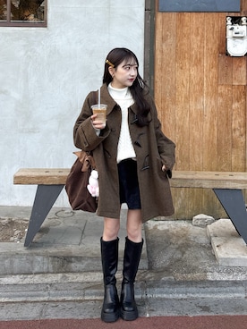 「アイテム（スカート）」を使った、amiさん（レディース・148cm）の冬コーディネート