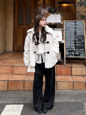 「アイテム（スラックス）」を使った、amiさん（レディース・148cm）の冬コーディネート