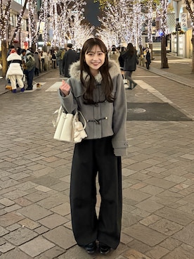 「アイテム（スラックス）」を使った、amiさん（レディース・148cm）の冬コーディネート