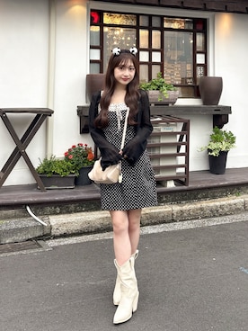 「ZARA（ザラ）のアイテム（ワンピース、ブラック系）」を使った、amiさん（レディース・148cm）の夏コーディネート