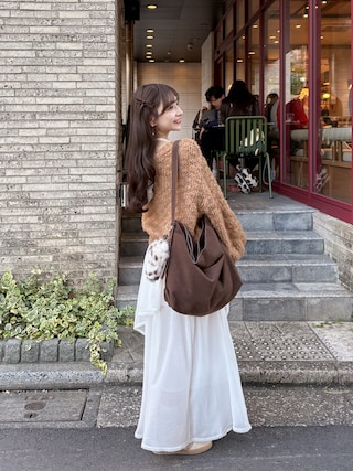 「mystic(ミスティック)のスラブVニット(ニット/セーター)」を使った、amiさん(レディース・148cm)の秋コーディネート