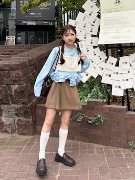 「アイテム（スカート）」を使った、amiさん（レディース・148cm）の秋コーディネート