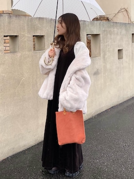 「TASINAMI（タシナミ）のアイテム（トートバッグ）」を使った、amiさん（レディース・148cm）の冬コーディネート