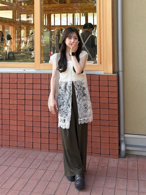 極美品✨ROCHAS ジャガード ノースリーブチュニック シアー リボン 42 シアージャガードバックリボンチュニック