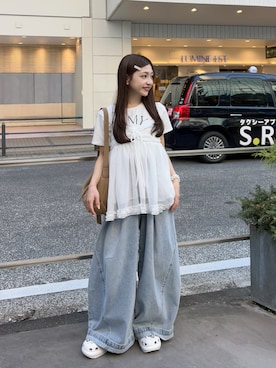 「CAPRICIEUX LE'MAGE（カプリシューレマージュ）のアイテム（トートバッグ）」を使った、amiさん（レディース・148cm）の夏コーディネート