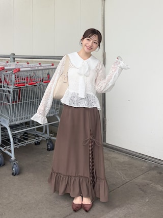 「mystic（ミスティック）のポインテッドトゥ ベロアパンプス（パンプス）」を使った、amiさん（レディース・148cm）の秋コーディネート