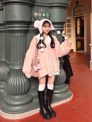 「GRL（グレイル）のタンクソールロングブーツ（ブーツ）」を使った、amiさん（レディース・148cm）の冬コーディネート