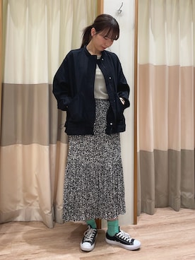 「Samansa Mos2 blue（サマンサモスモスブルー）のアイテム（ブルゾン）」を使った、✿ miki ✿さん（レディース・164cm）の春コーディネート
