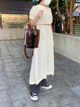 「SNIDEL」｜「アイテム（ワンピース/ドレス）」を使った、粒粒皆辛苦さん（レディース・156cm）の秋コーディネート