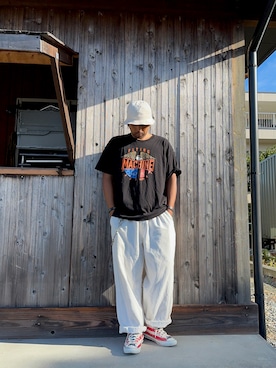 「アイテム（デニムパンツ、ホワイト系）」を使った、mtdr81さん（メンズ・180cm）の夏コーディネート