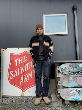 「PENDLETON（ペンドルトン）のアイテム（ニット/セーター）」を使った、mtdr81さん（メンズ・180cm）の冬コーディネート