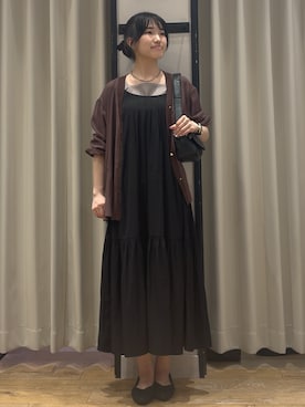 「grove（グローブ）のシアーシャツカーディガン（カーディガン/ボレロ、ブラウン系）」を使った、ruka0524さん（レディース）の夏コーディネート