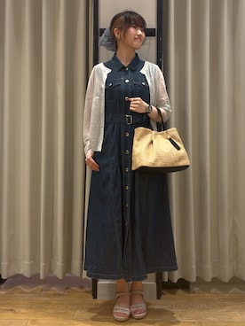 「grove（グローブ）の高評価！【洗える/名品】大人の透け感、シアーカーディガン（カーディガン/ボレロ、グレー系）」を使った、ruka0524さん（レディース）の夏コーディネート