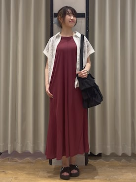 「grove（グローブ）の【洗える・体型カバー】レースドルマンシャツ（シャツ/ブラウス、ホワイト系）」を使った、ruka0524さん（レディース）の夏コーディネート