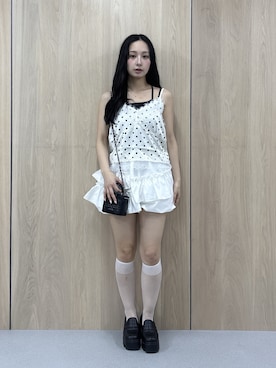 「CALNAMUR（カルナムール）のバルーンキュロット（その他パンツ、ホワイト系）」を使った、ayahaさん（レディース・155cm）の夏コーディネート