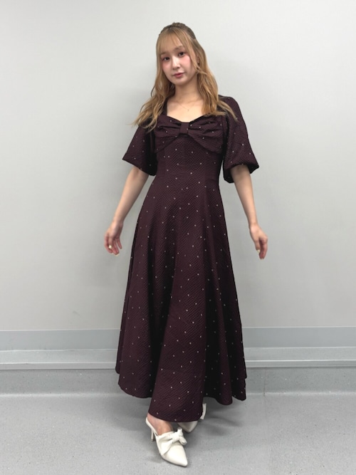 CALNAMUR / HEART PRINT RIBBON ワンピース CALNAMUR ワンピース HEART PRINT RIBBON OP／ハートプリント