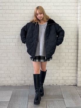 「CALNAMUR（カルナムール）のアイテム（その他アウター）」を使った、ayahaさん（レディース・155cm）の冬コーディネート