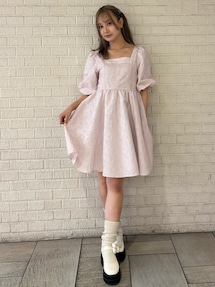 JACQUARD GATHER MINI OP/ジャガードギャザーミニワンピース