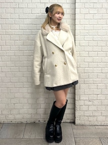 フェイクファーカラージャケットコート｜カルナムール（CALNAMUR