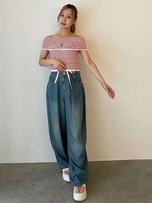 paloma wool 淡い水色 オフショルダー ニットセーター paloma wool 淡い水色 オフショルダー ニットセーター ブルー