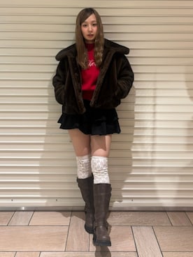 「ガーリーコーデ」｜「アイテム（ブルゾン）」を使った、ayahaさん（レディース・155cm）の秋コーディネート