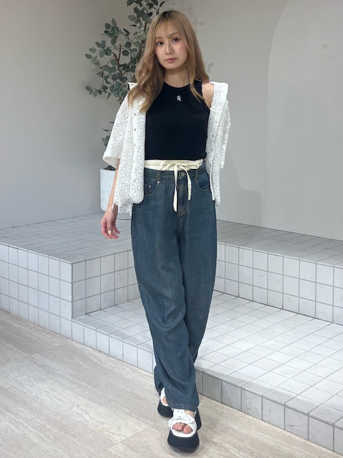 CALNAMUR（カルナムール） ブラウス シャツ FLOWER LACE HALF SLEEVE