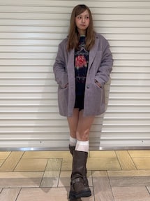 ミニシャギーテーラードコート ミックス色 セール】ミニシャギーテーラードコート（テーラードジャケット