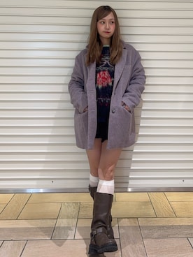 「アイテム（テーラードジャケット、パープル系）」を使った、ayahaさん（レディース・155cm）の秋コーディネート