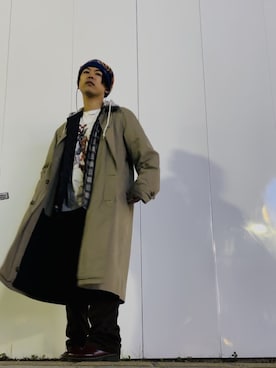 「アイテム（ハンチング/ベレー帽）」を使った、ハヤさん（メンズ・174cm）の秋コーディネート