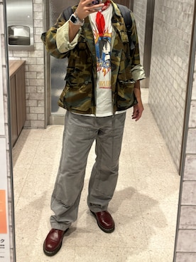 「アイテム（ドレスシューズ、レッド系）」を使った、ハヤさん（メンズ・174cm）の秋コーディネート