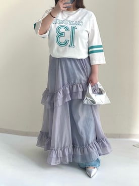 「ぽっちゃり」｜「アイテム（デニムパンツ）」を使った、ariさん（レディース・155cm）の春コーディネート