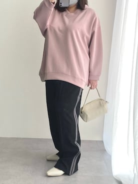 「大きいサイズレディースファッション」｜「アイテム（スラックス）」を使った、ariさん（レディース・155cm）の冬コーディネート