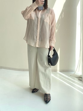 「ぽっちゃり」｜「アイテム（デニムパンツ）」を使った、ariさん（レディース・155cm）の春コーディネート