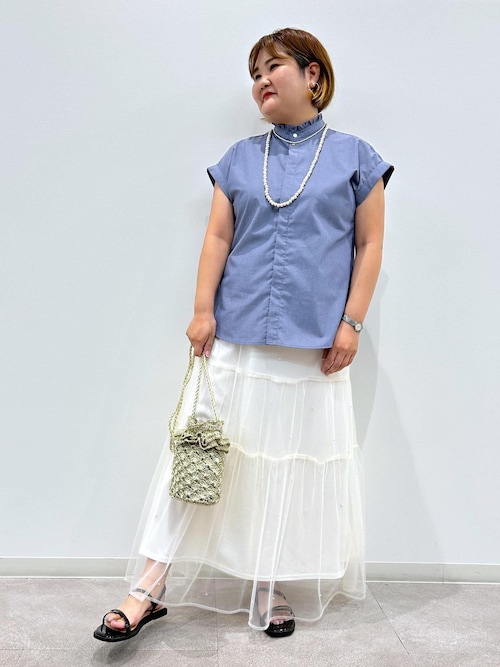 【新品未使用】ROPE パール付きスカート セール】パール付きチュールティアードスカート（スカート
