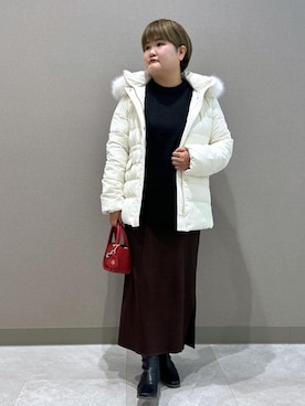 「体型カバー」｜「アイテム（ジャケット/アウター）」を使った、KUMIさん（レディース・152cm）の冬コーディネート