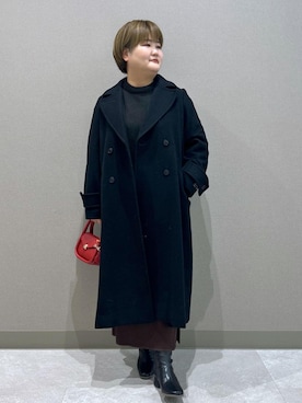 「アイテム（チェスターコート）」を使った、KUMIさん（レディース・152cm）の冬コーディネート