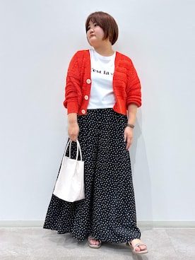 「ニットカーディガン」｜KUMIさん（レディース・152cm・30代）の春コーディネート