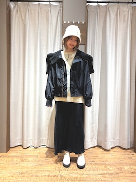 「ehka sopo（エヘカソポ）のアイテム（ブルゾン）」を使った、Hitomi さん（レディース・164cm）の冬コーディネート