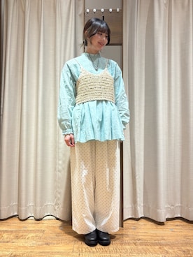 「Samansa Mos2（サマンサ モスモス）のアイテム（パンツ）」を使った、Hitomi さん（レディース・164cm）の春コーディネート