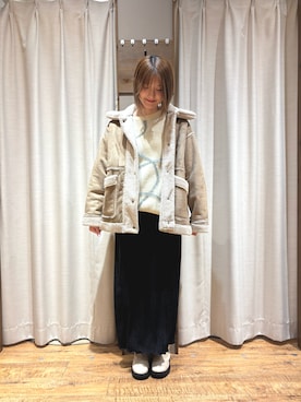 「ehka sopo（エヘカソポ）のアイテム（ムートンコート）」を使った、Hitomi さん（レディース・164cm）の冬コーディネート